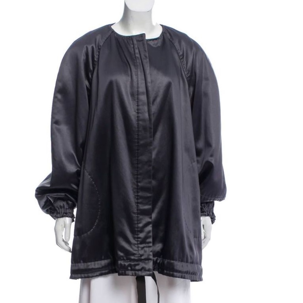 Alberta Ferretti satin bow collarless jacket